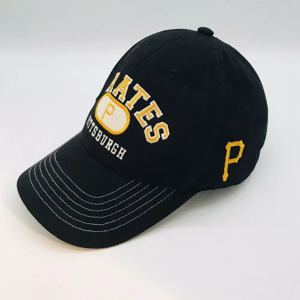 Pittsburgh Pirates MLB Logo Baseball Cap Fan Favorite Black Gold Strapback Hat